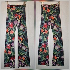 Forplay Womens Small Swim Coverup Sheer Mesh Pants Tropical Floral Vacation